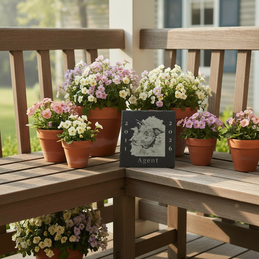 Pet Memorial Slate Photo | Custom Engraved Pet Loss Gift, Personalized Dog or Cat Memorial Plaque - Heavenly Treasures