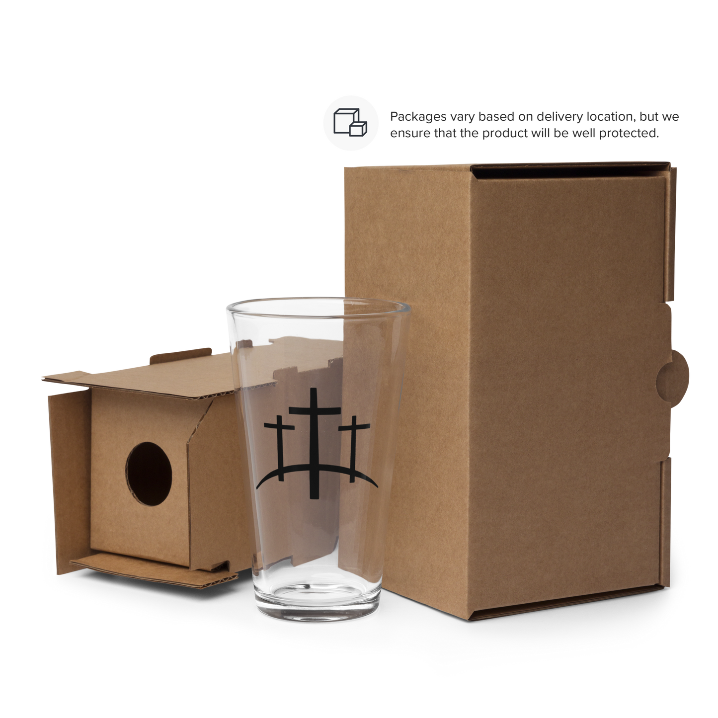 Calvary Cross Pint Glass | Christian Glassware with Raised UV Print - Heavenly Treasures