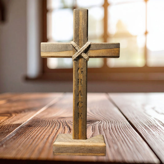 Wooden Tabletop Cross – Gentle Faith Reminder for Prayer Corner Accent
