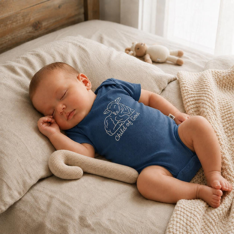 Baptism Outfit Baby Embroidered Onesie Christening Ceremony Clothing Faith Inspired Design Child Of God Lamb Embroidery Religious Baby Gift Dedication Day Wear Soft Comfortable Infant Bodysuit Premium Quality Baby Shower Present Keepsake