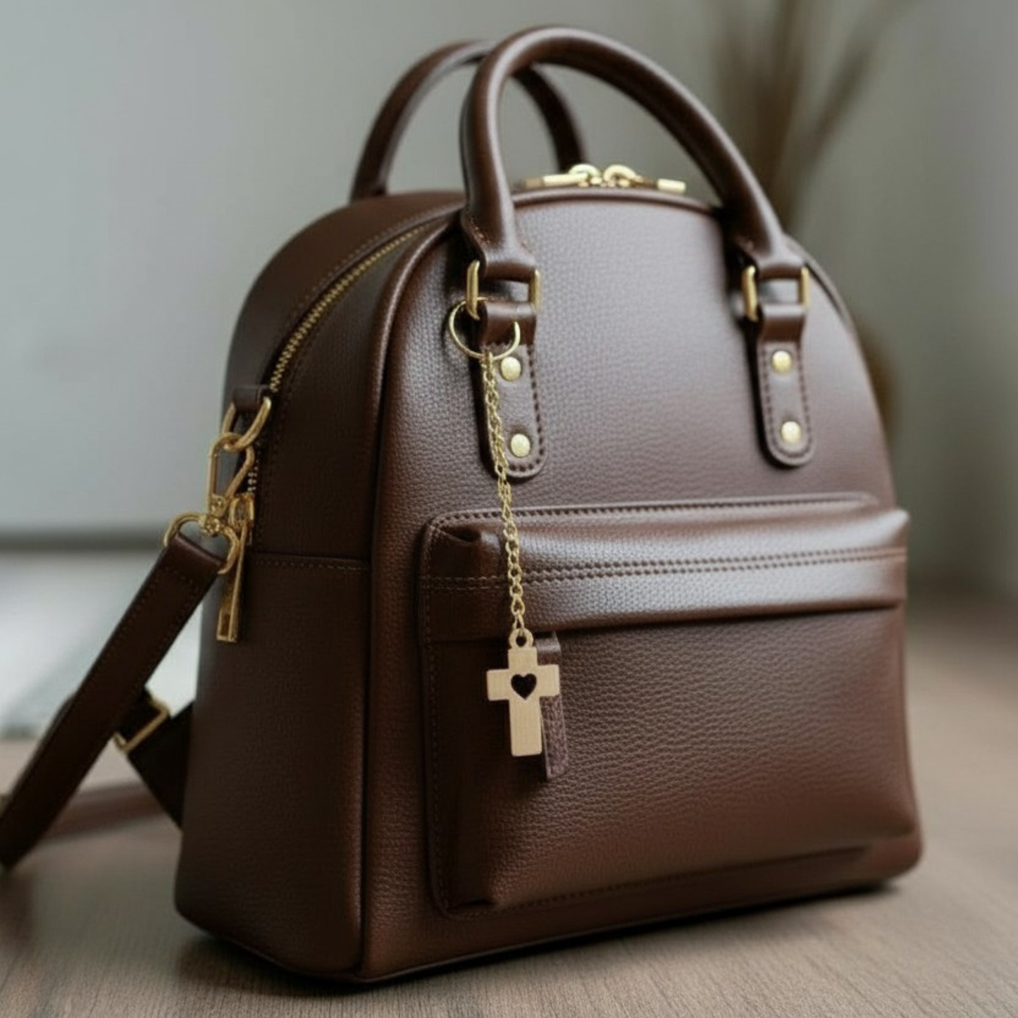 Handcrafted Olive Wood Cross Charm from the Holy Land - Heavenly Treasures