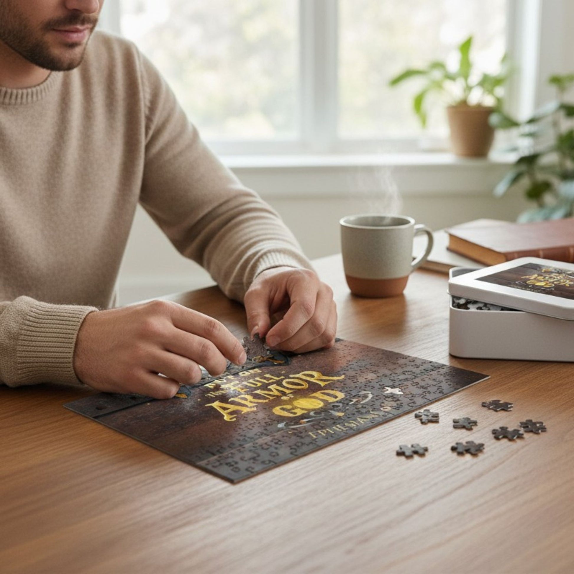 Man of Faith Lion Puzzle – Proverbs 28:1 Christian Jigsaw Bold Lion of Judah Puzzle for Men & Boys - Heavenly Treasures
