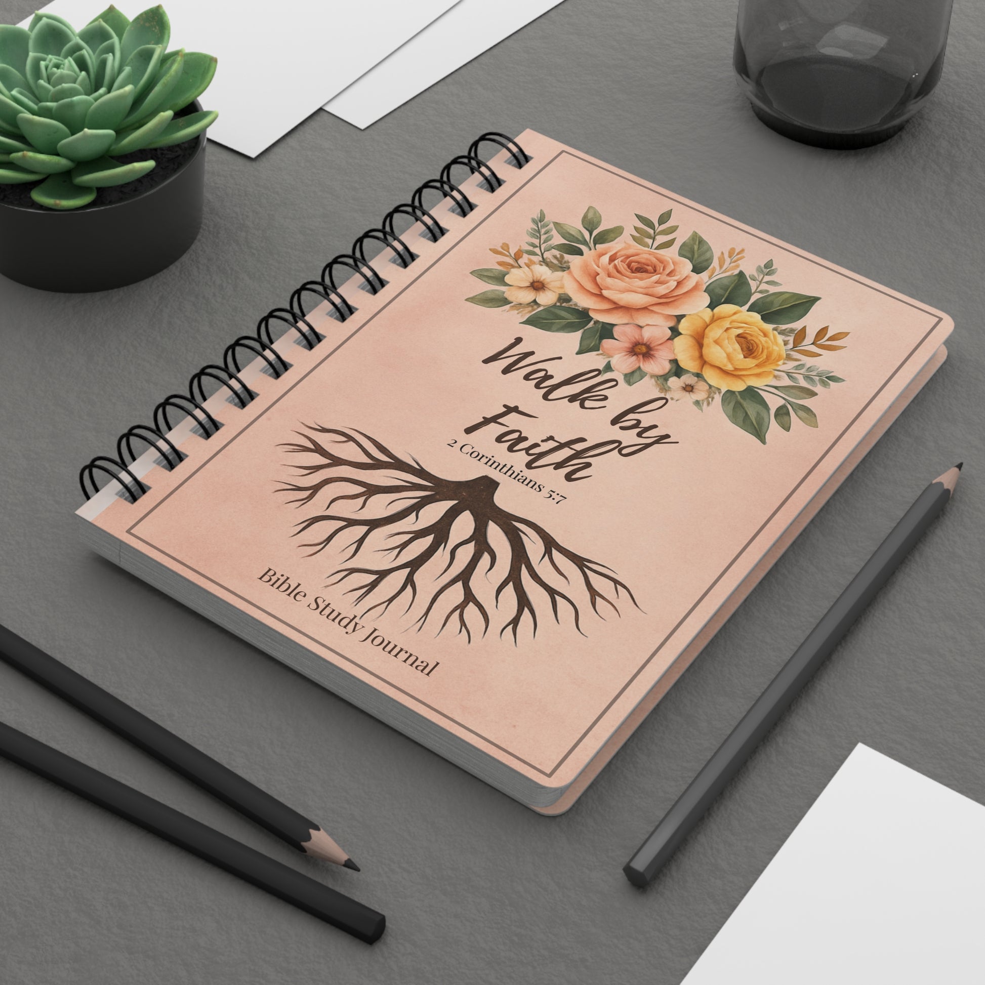 Walk by Faith Spiral Bound Journal, Bright Sun Cover Design, Inspirational Notebook, Writing Journal, Gift for Writers, Daily Planner - Heavenly Treasures