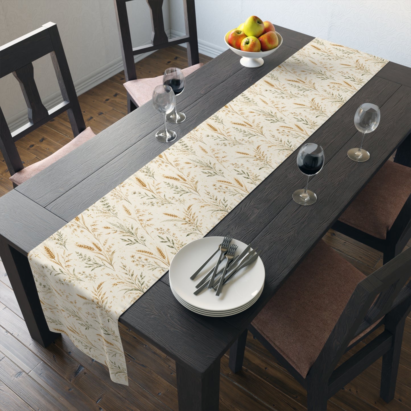 Fields of Grace Table Runner Christian Table Decor Botanical Wheat Table Runner Farmhouse Dining Decor Faith-Inspired Table Linen