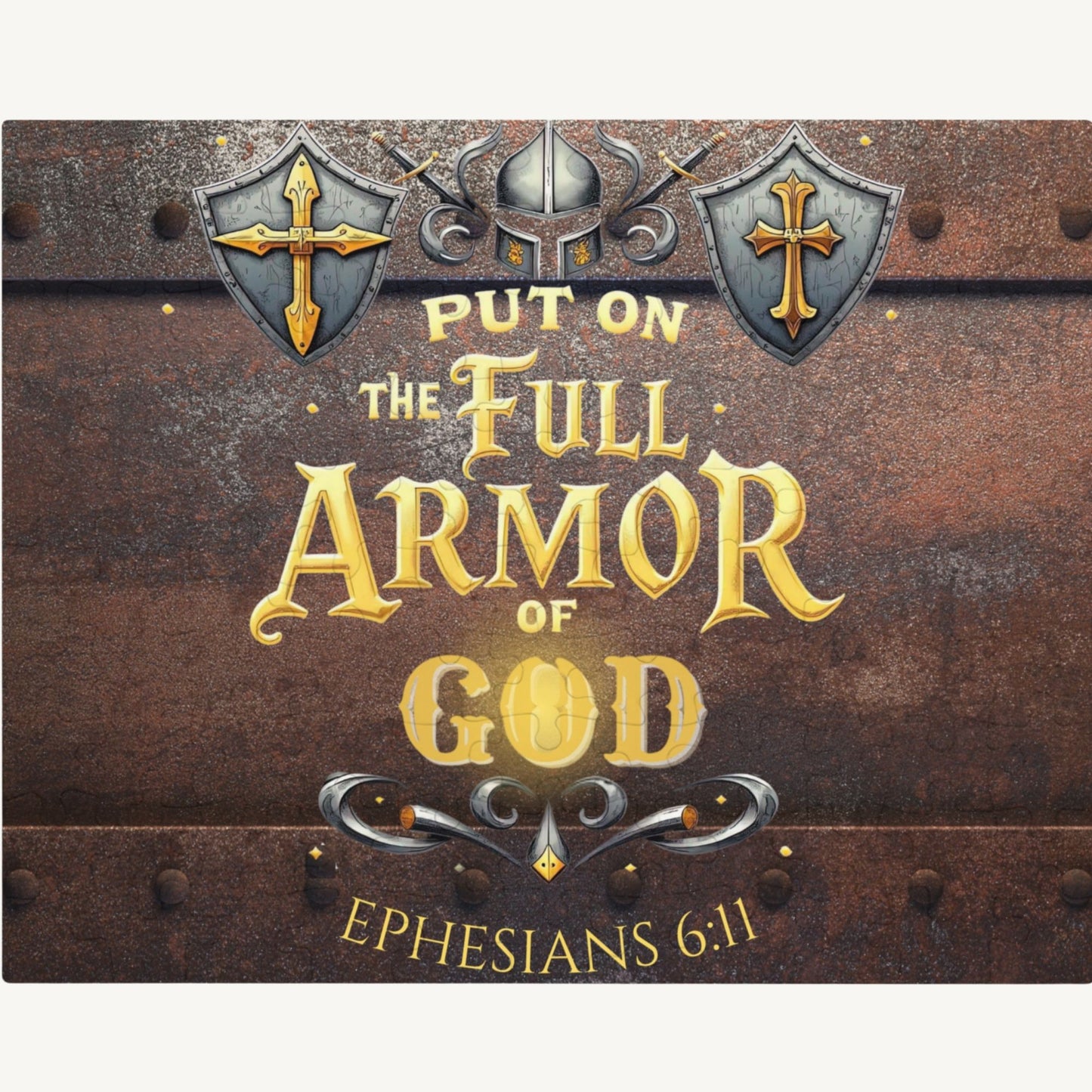 Full Armor of God Puzzle – Ephesians 6:11 Christian Jigsaw  Rustic Metal Shield Puzzle for Men & Boys - Heavenly Treasures