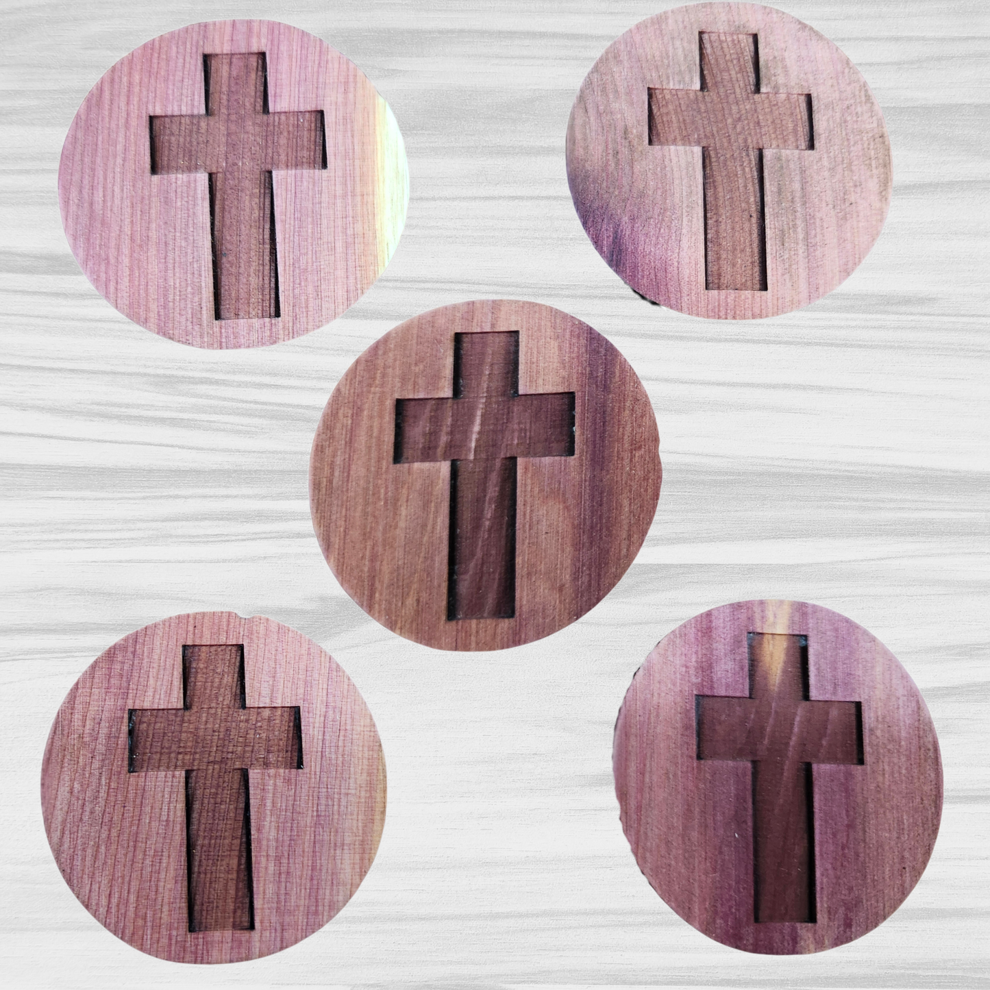 Pocket Cross – Cedar Wood Faith Reminder Token for Christian Prayer - Heavenly Treasures