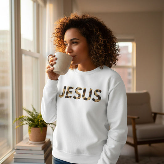 Jesus Leopard Print Christian T Shirt Faith Based Inspirational Unisex Tee - Heavenly Treasures
