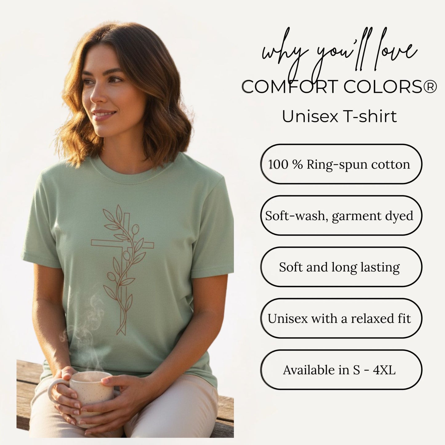 Botanical Christian T-shirt – Soft Vintage Garment-dyed Tee - Heavenly Treasures