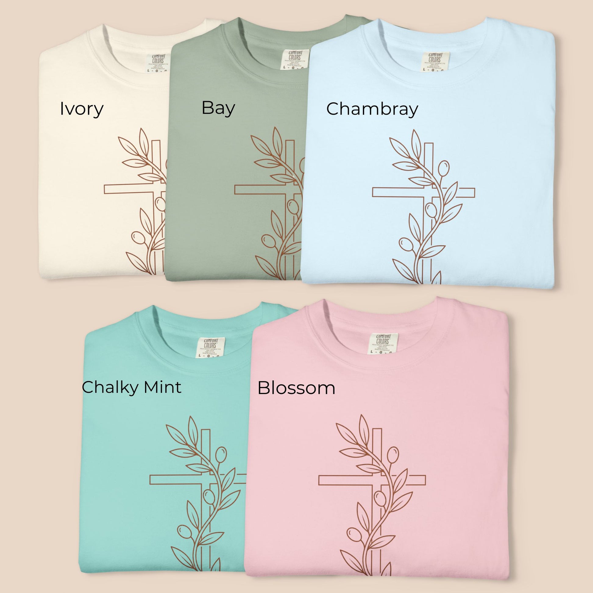 Minimalist Christian Tshirt Botanical Linear Design Faith Shirt Vintage Garment Dyed Cotton Soft Comfortable Fabric Relaxed Fit Casual Wear Floral Print Graphics Everyday Faith Style Muted Vintage Tones Inspirational Clothing Gift Present