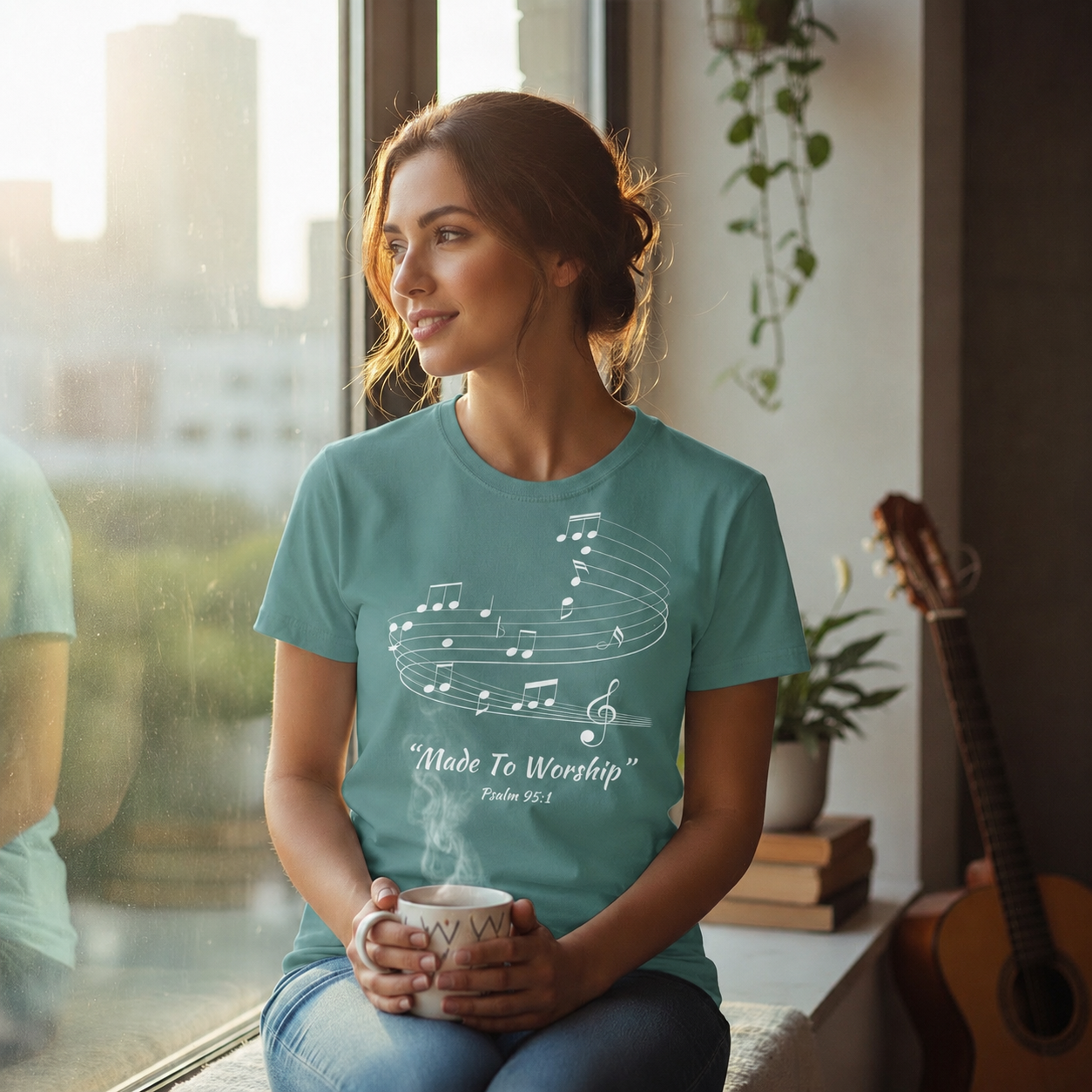 Made to Worship Christian T-Shirt – Psalm 95:1 Tee for Worship Leaders & Singers, Music Ministry Shirt, Faith Graphic Tee for Women & Men - Heavenly Treasures