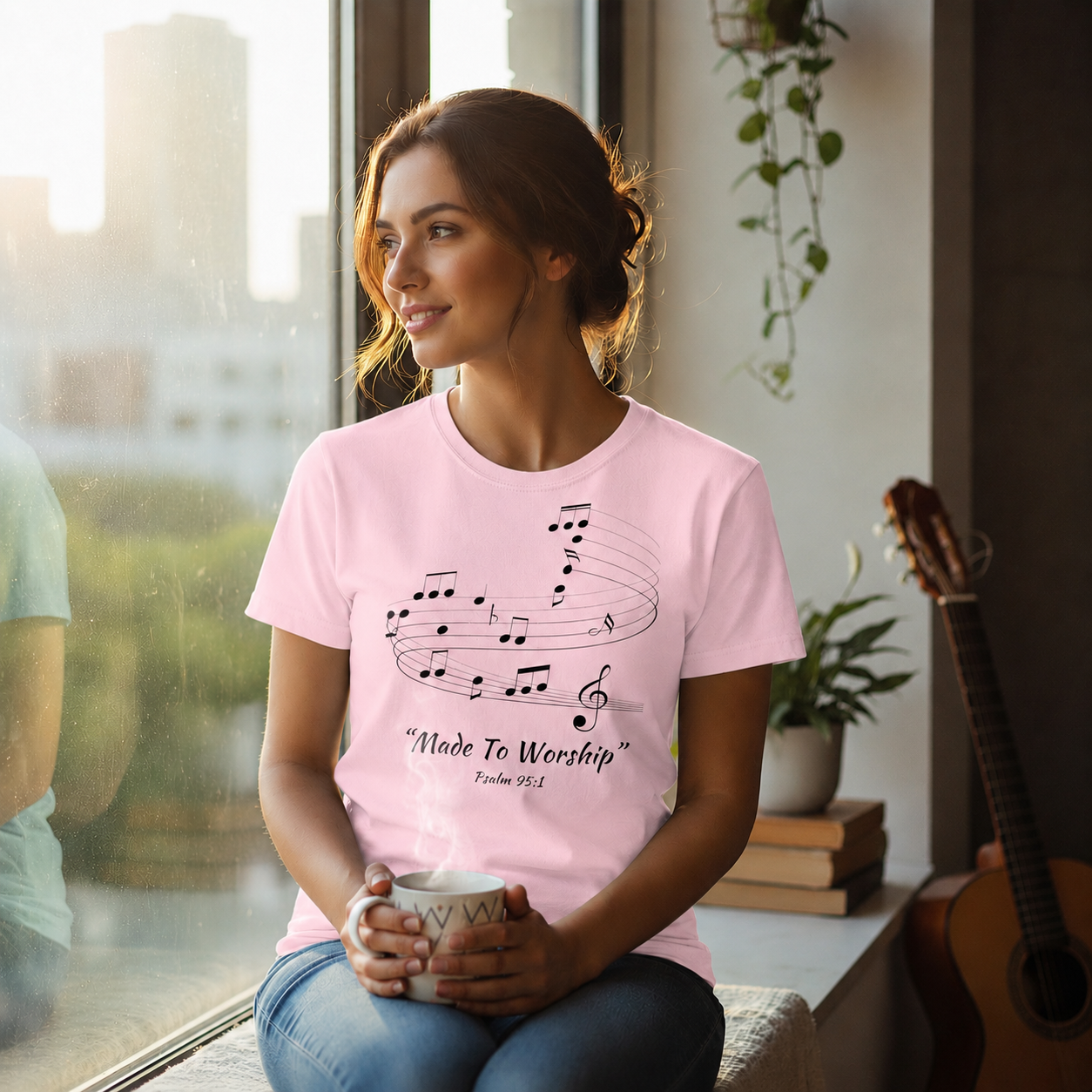 Made to Worship Christian T-Shirt – Psalm 95:1 Tee for Worship Leaders & Singers, Music Ministry Shirt, Faith Graphic Tee for Women & Men - Heavenly Treasures