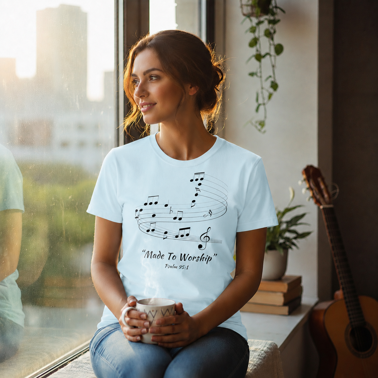 Made to Worship Christian T-Shirt – Psalm 95:1 Tee for Worship Leaders & Singers, Music Ministry Shirt, Faith Graphic Tee for Women & Men - Heavenly Treasures