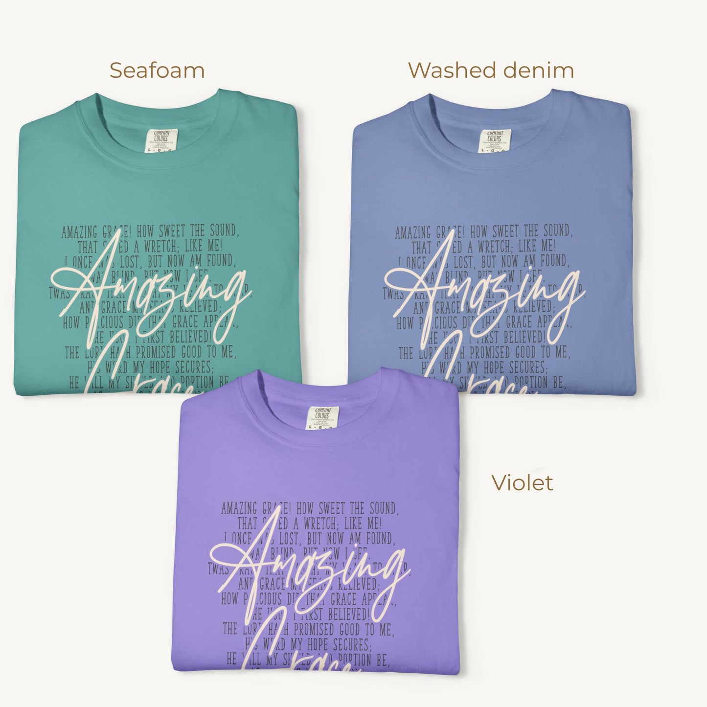 Faith Expression Shirt Christian Women Apparel Amazing Grace Hymn Tee Inspirational Religious Clothing Everyday Casual Wear Elegant Design Style Church Service Outfit Comfortable Believer Shirt Perfect Christian Gift Idea Worship Attire