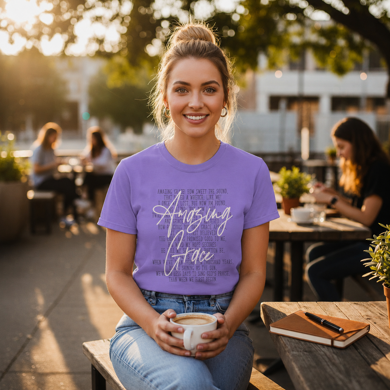 Amazing Grace Christian Shirt Women Faith Based Clothing Inspirational Hymn Tee Religious Apparel Elegant Lettering Design Everyday Wearable Style Church Outfit Perfect Gift Idea Worship Service Attire Comfortable Faith Expression Casual