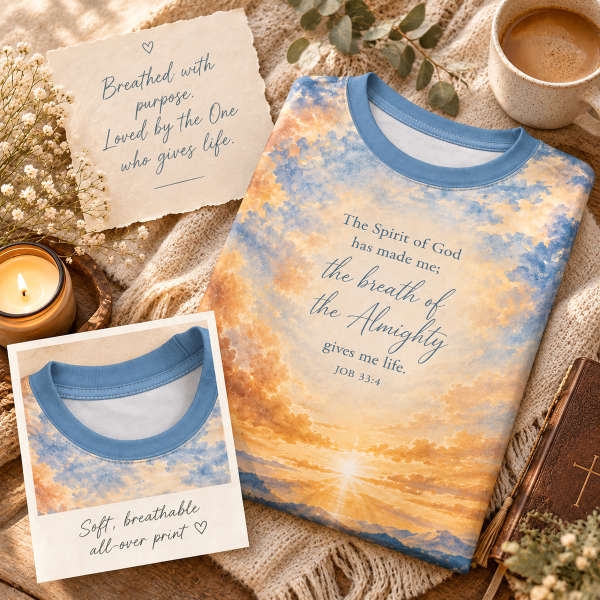 Job 33:4 Scripture Tee | Breath of the Almighty - Heavenly Treasures