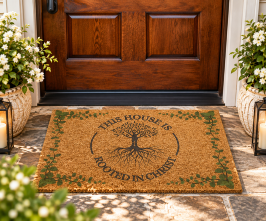 This House Is Rooted in Christ | Christian Coco Doormat