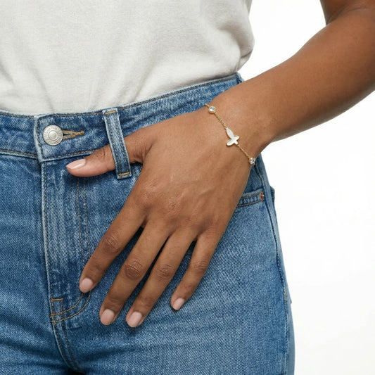 Sacred Cross Bracelet – Delicate Mother of Pearl Faith Jewelry - Heavenly Treasures