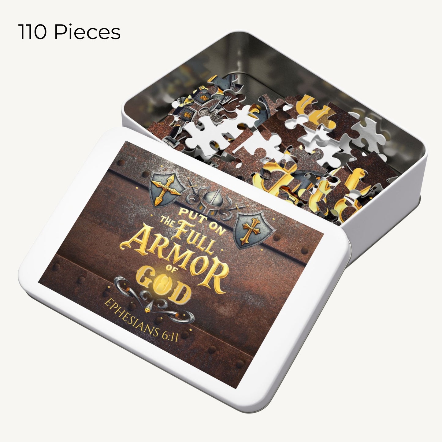 Full Armor of God Puzzle – Ephesians 6:11 Christian Jigsaw  Rustic Metal Shield Puzzle for Men & Boys - Heavenly Treasures