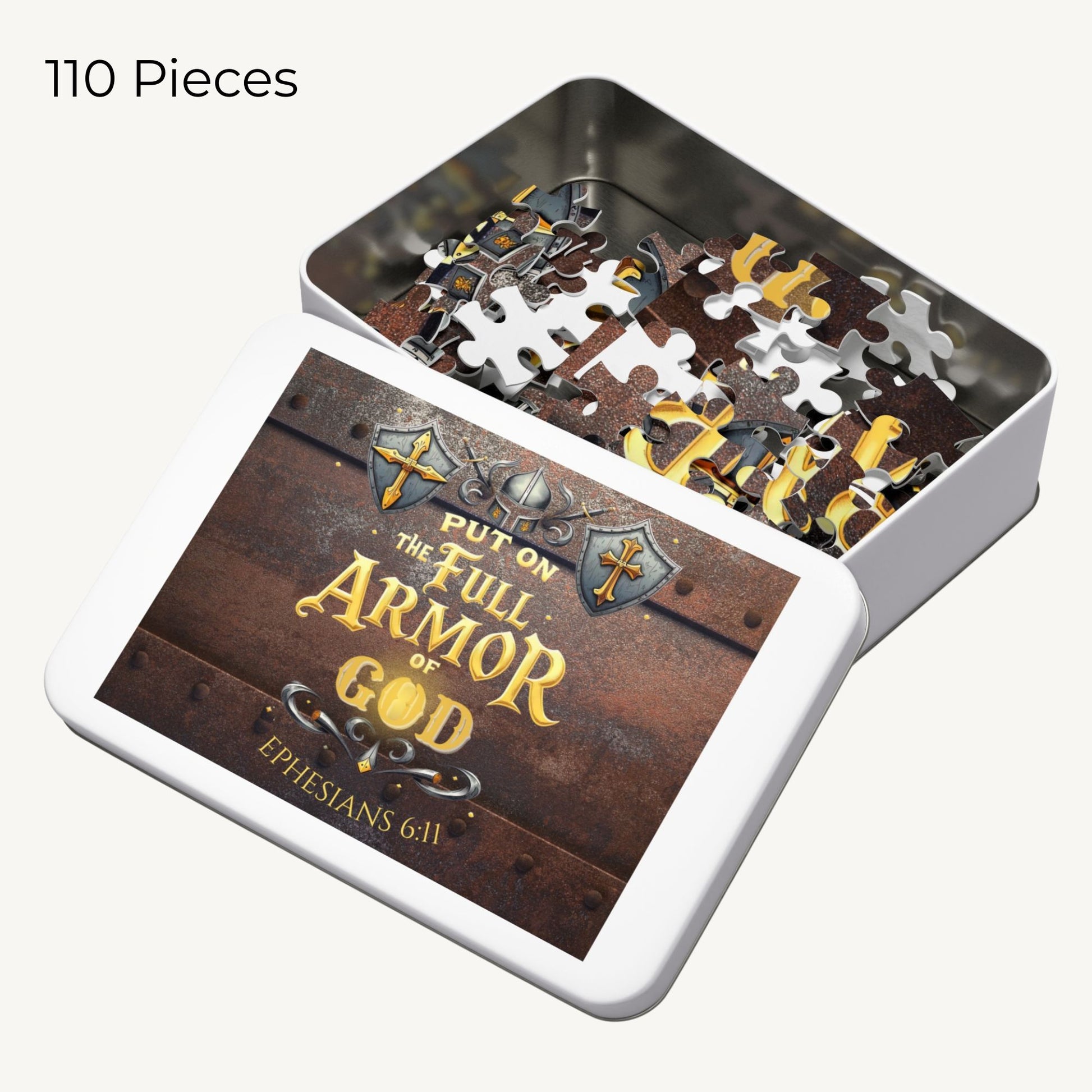 Full Armor of God Puzzle – Ephesians 6:11 Christian Jigsaw  Rustic Metal Shield Puzzle for Men & Boys - Heavenly Treasures