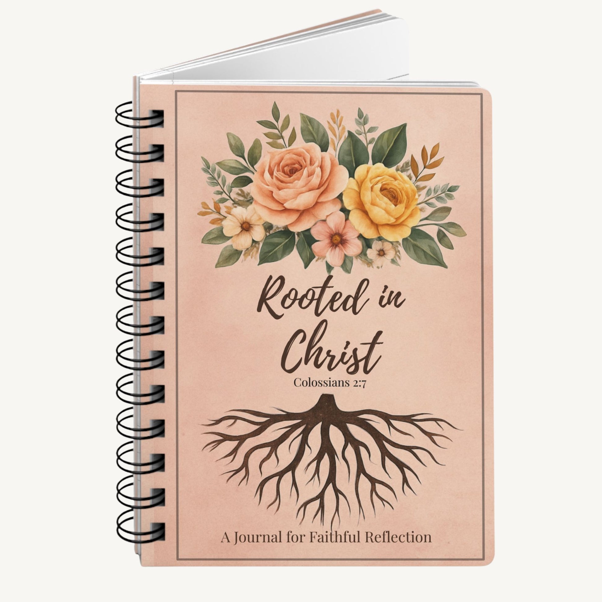 Christian Journal – Rooted in Christ (Colossians 2:7) Prayer & Sermon Notebook, Faith Gift for Women - Heavenly Treasures