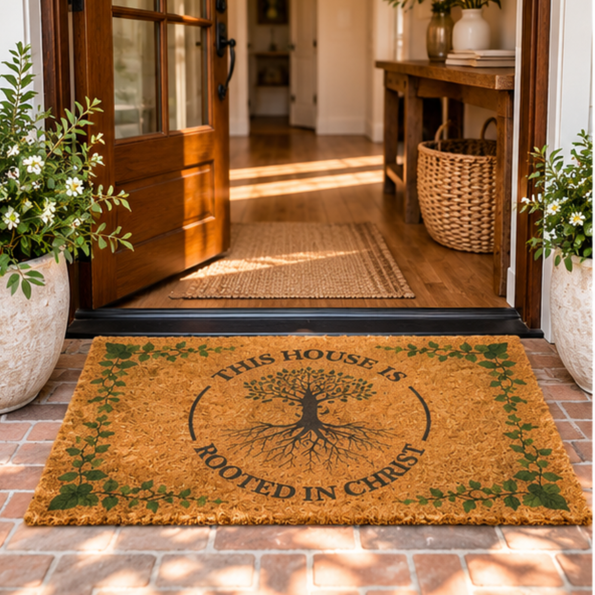 This House Is Rooted in Christ | Christian Coco Doormat