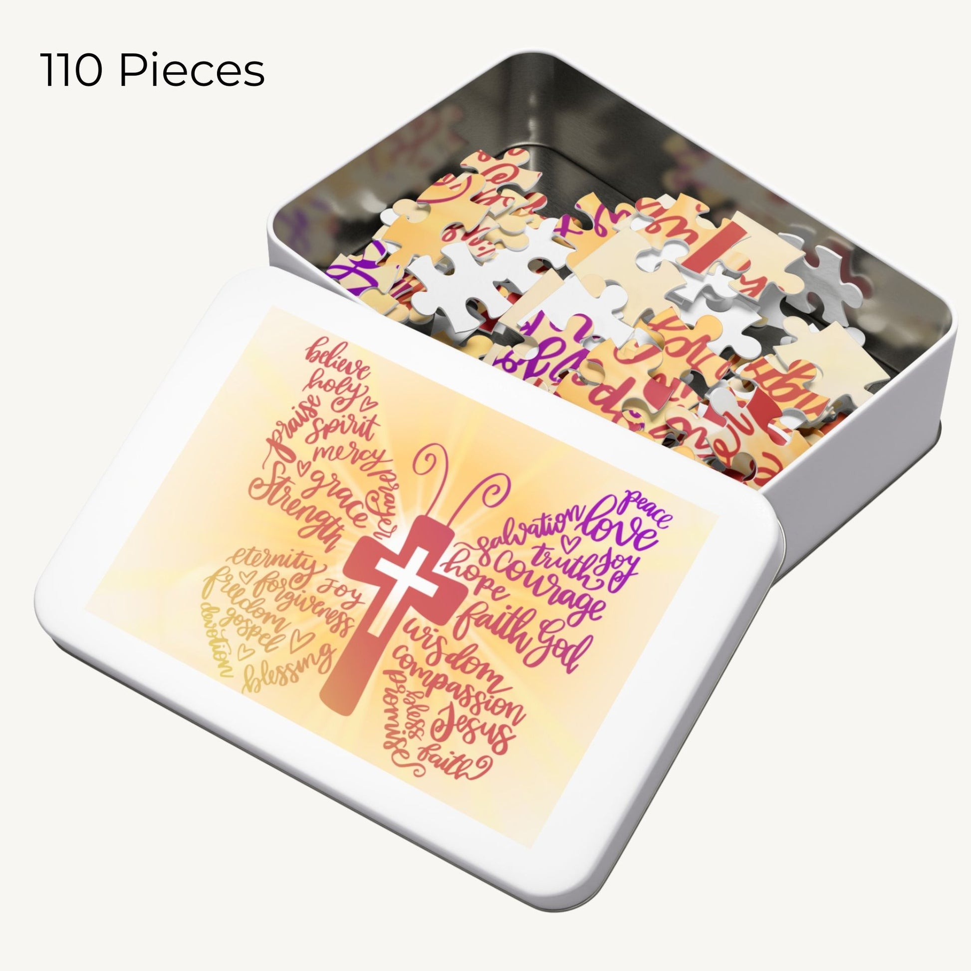 Christian Butterfly Puzzle with Cross & Faith Words Inspirational Scripture-Themed Jigsaw for Women - Heavenly Treasures