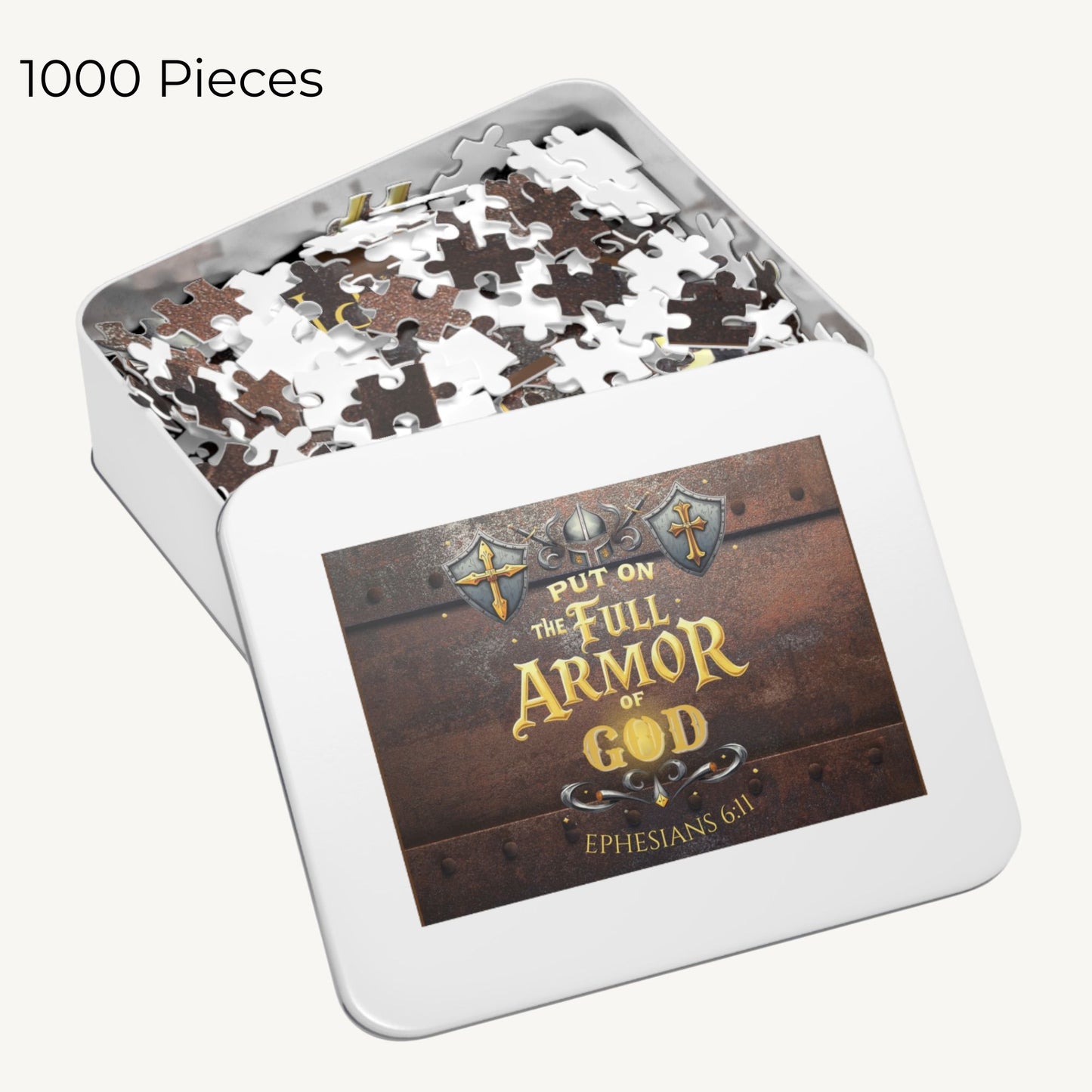 Full Armor of God Puzzle – Ephesians 6:11 Christian Jigsaw  Rustic Metal Shield Puzzle for Men & Boys - Heavenly Treasures