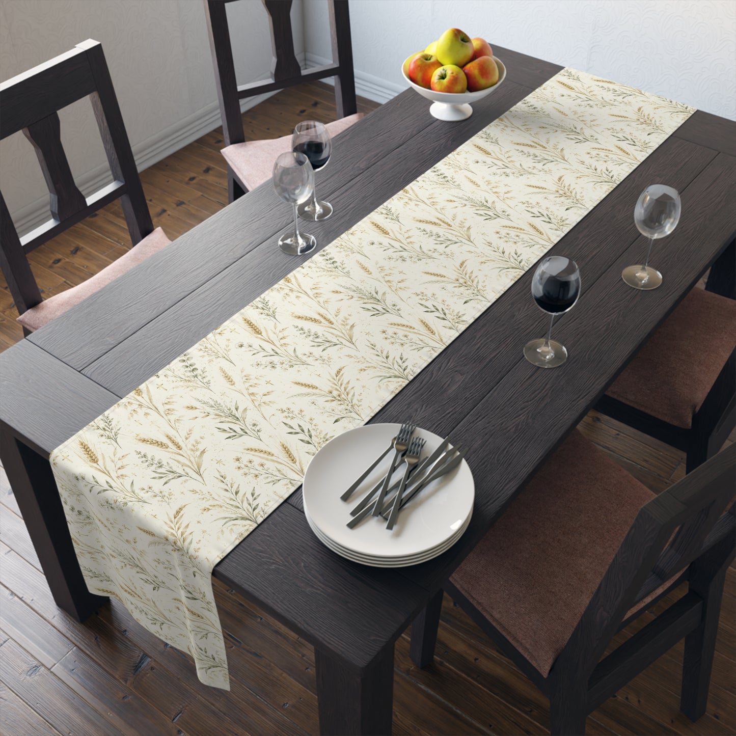 Fields of Grace Table Runner Christian Table Decor Botanical Wheat Table Runner Farmhouse Dining Decor Faith-Inspired Table Linen