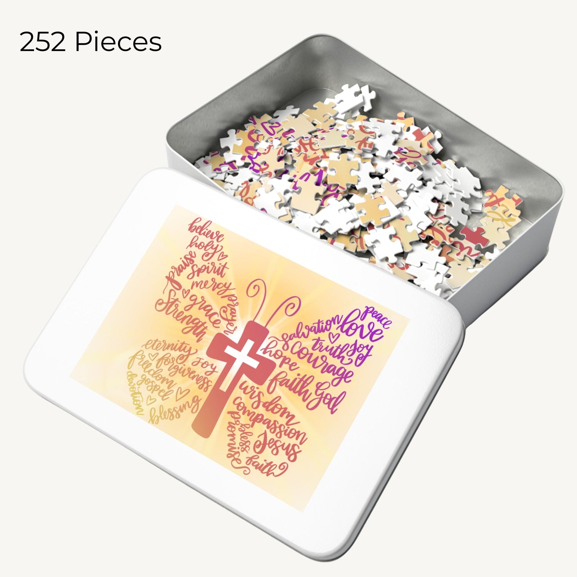 Christian Butterfly Puzzle with Cross & Faith Words Inspirational Scripture-Themed Jigsaw for Women - Heavenly Treasures