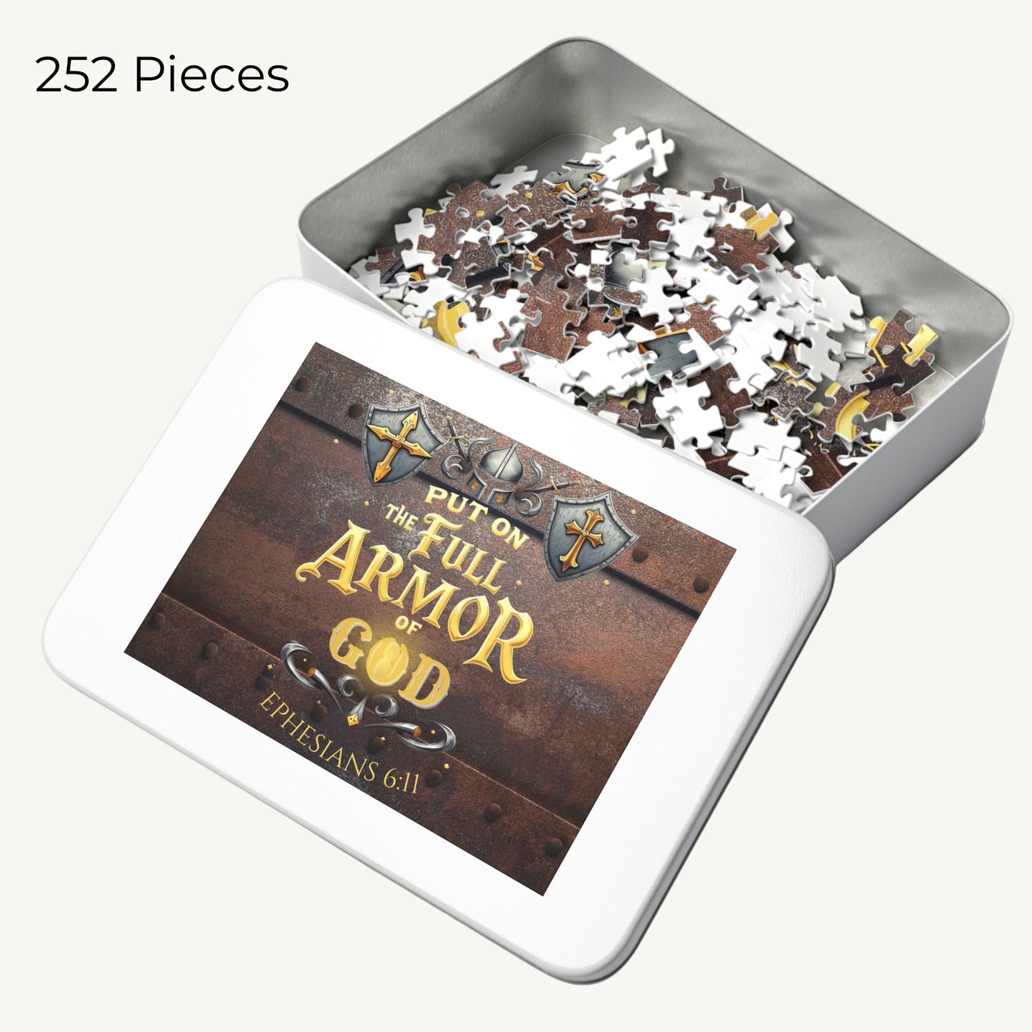 Full Armor of God Puzzle – Ephesians 6:11 Christian Jigsaw  Rustic Metal Shield Puzzle for Men & Boys - Heavenly Treasures