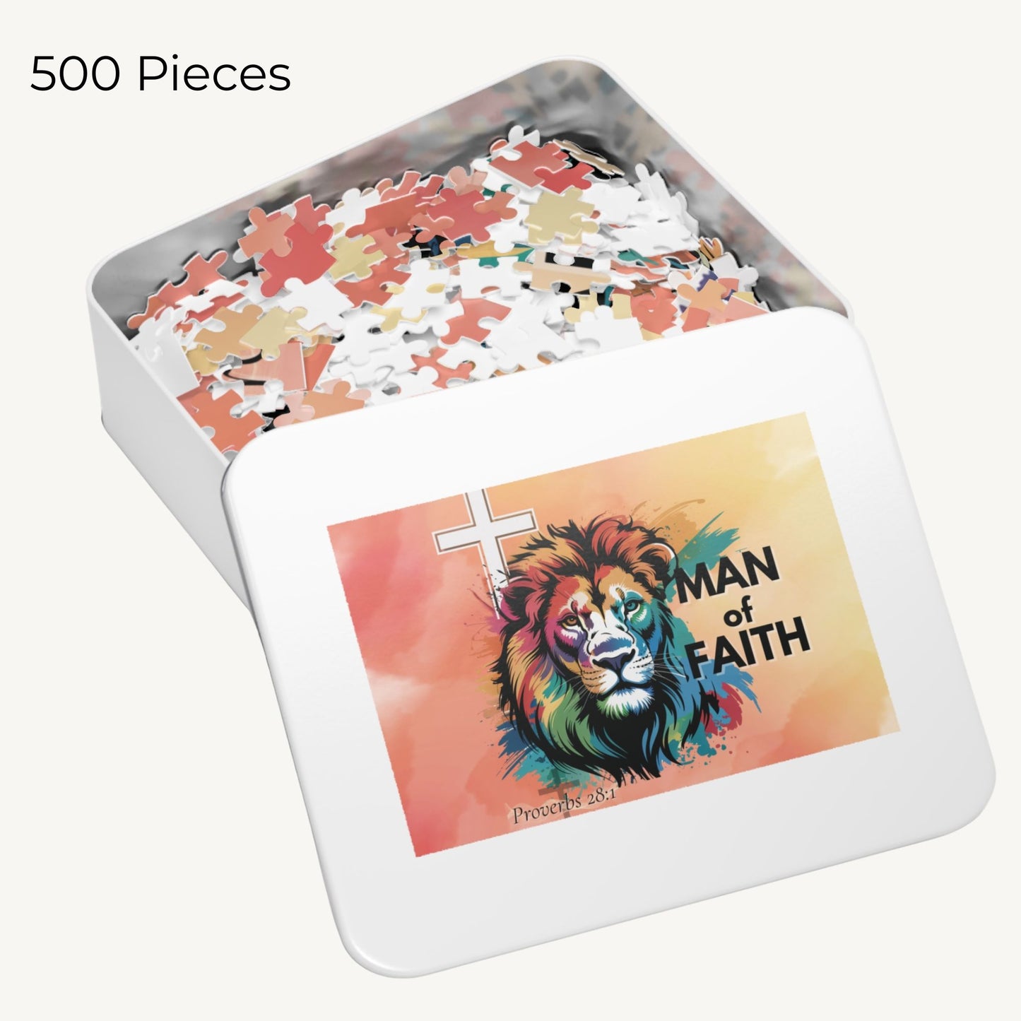 Man of Faith Lion Puzzle – Proverbs 28:1 Christian Jigsaw Bold Lion of Judah Puzzle for Men & Boys - Heavenly Treasures
