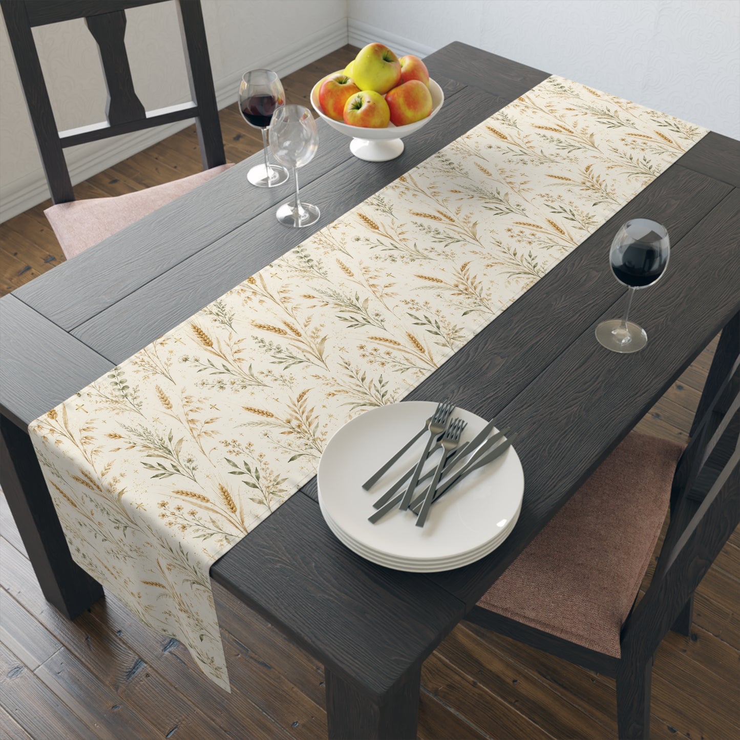 Fields of Grace Table Runner Christian Table Decor Botanical Wheat Table Runner Farmhouse Dining Decor Faith-Inspired Table Linen