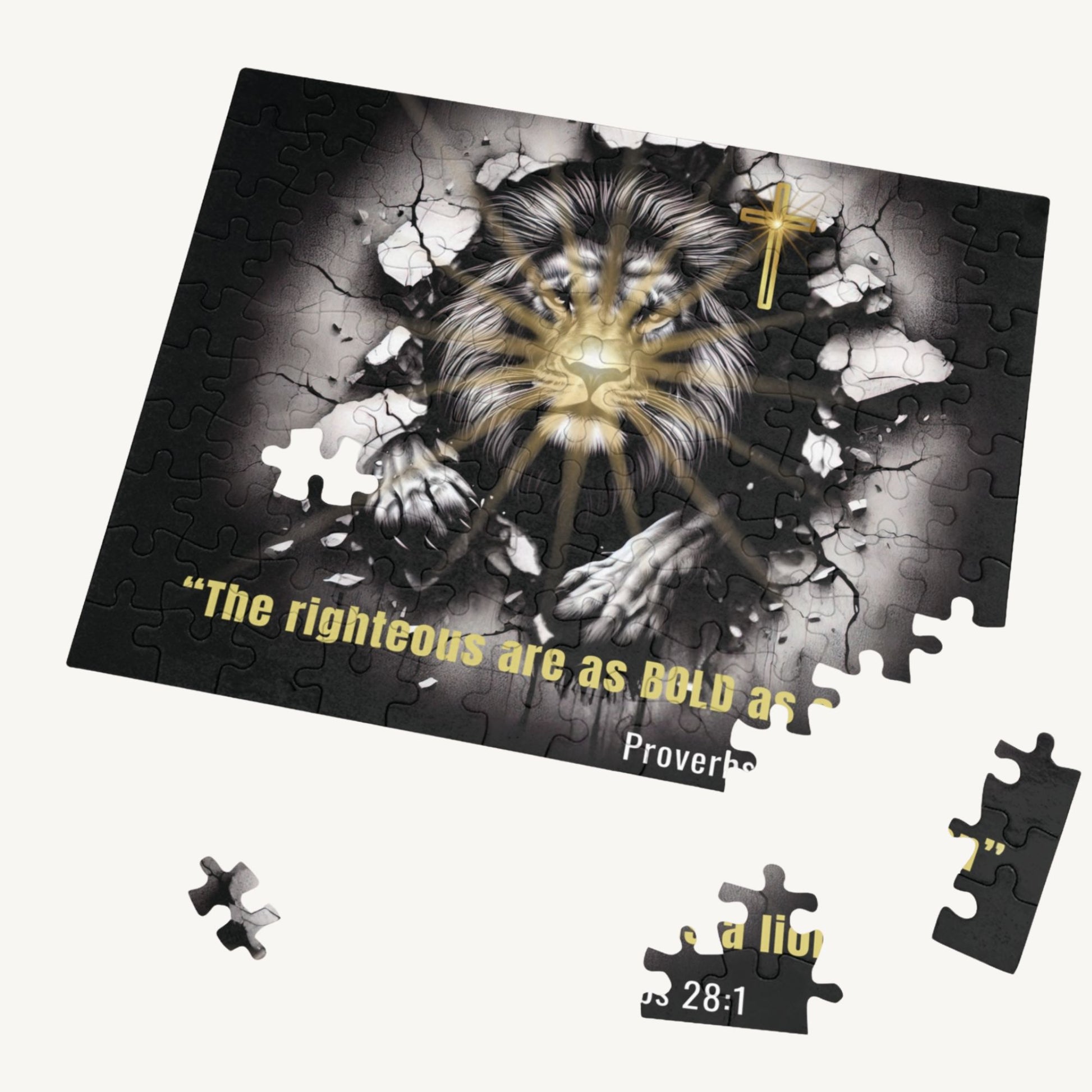 Bold as a Lion Christian Puzzle – Proverbs 28:1 Lion Jigsaw Faith-Based Gift - Heavenly Treasures