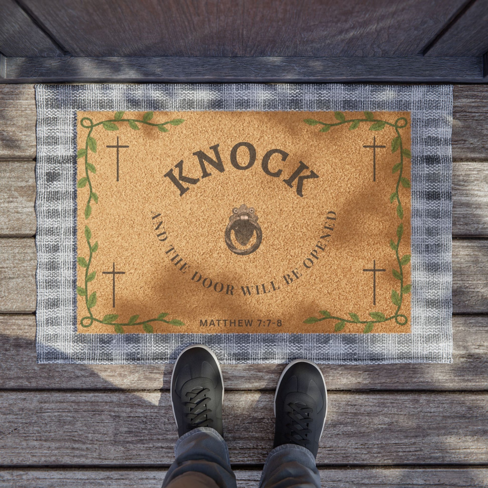 Knock and the Door Will Be Opened | Christian Coco Doormat - Heavenly Treasures