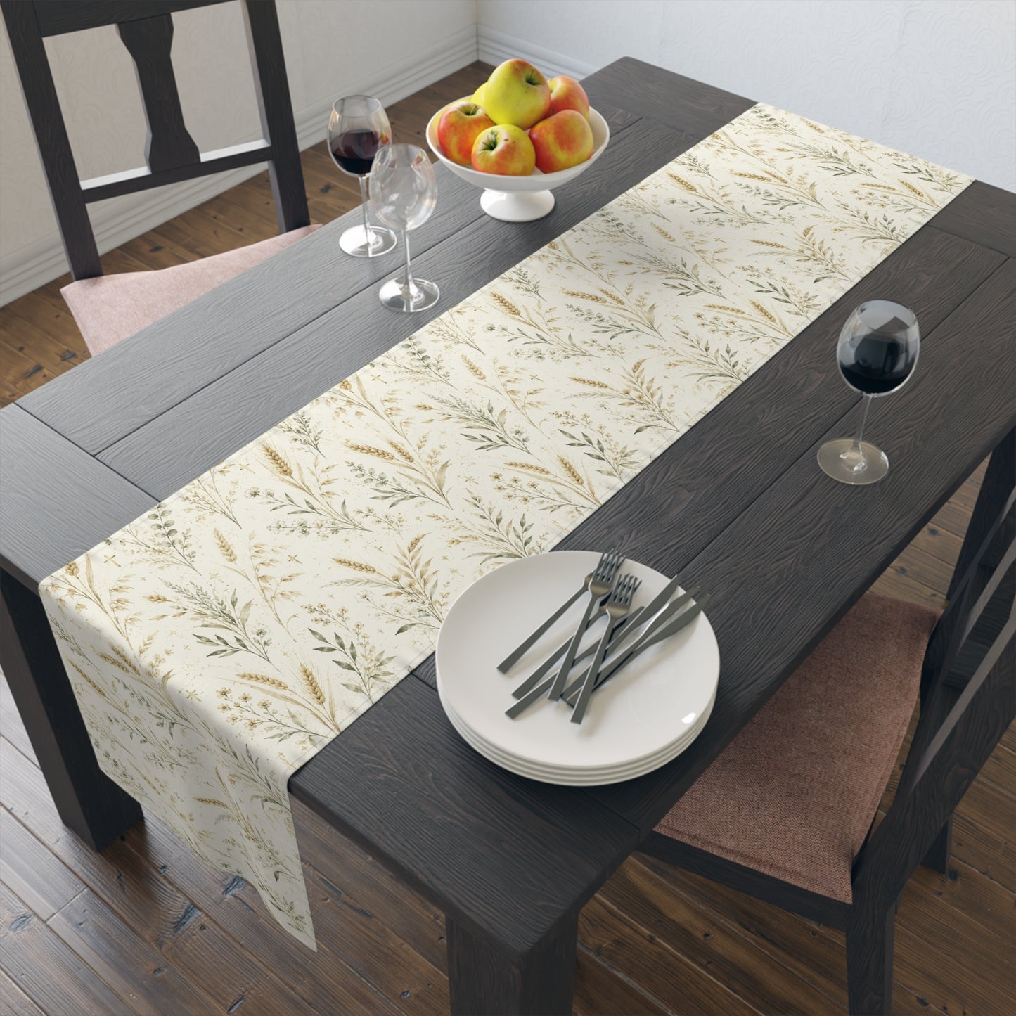 Fields of Grace Table Runner Christian Table Decor Botanical Wheat Table Runner Farmhouse Dining Decor Faith-Inspired Table Linen