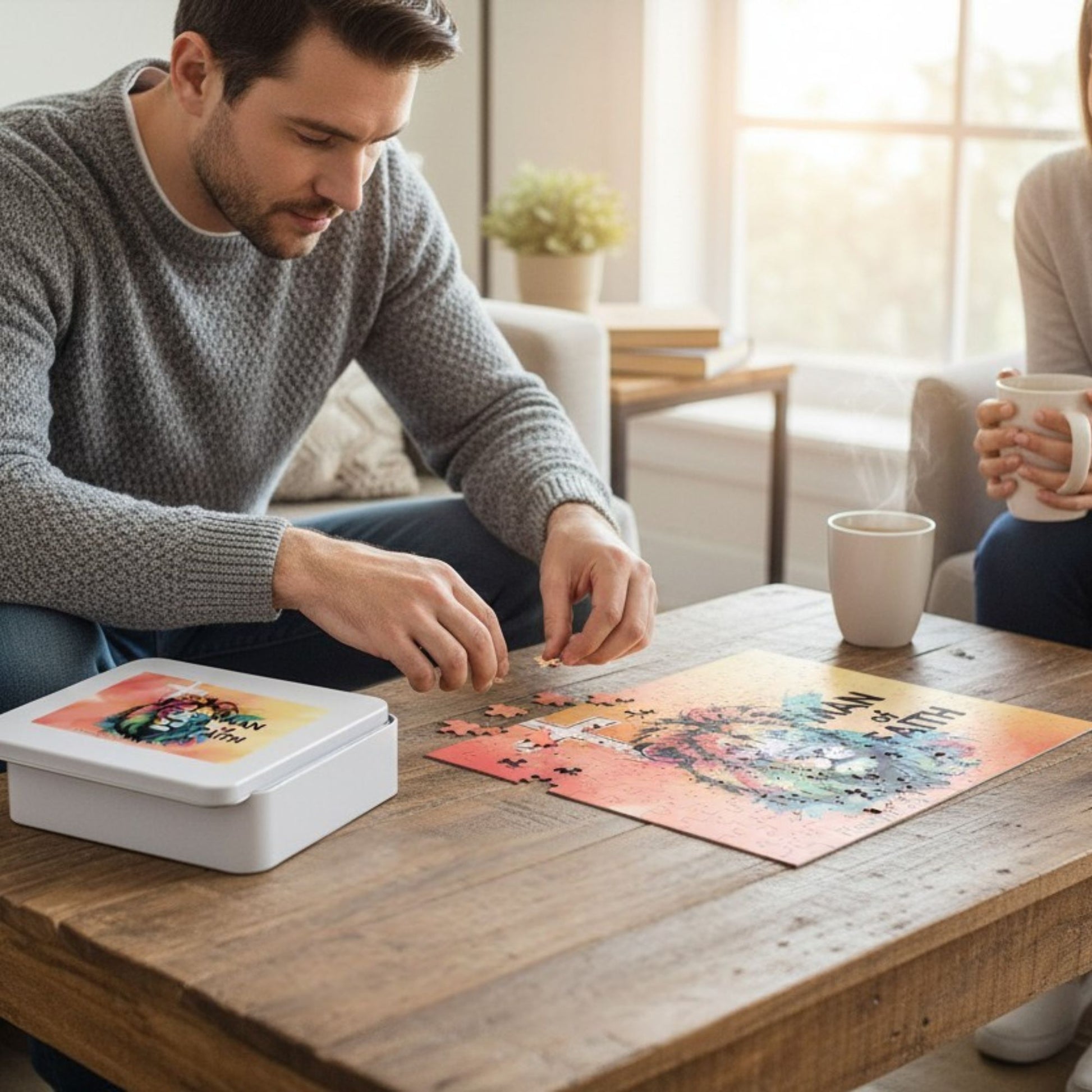 Man of Faith Lion Puzzle – Proverbs 28:1 Christian Jigsaw Bold Lion of Judah Puzzle for Men & Boys - Heavenly Treasures