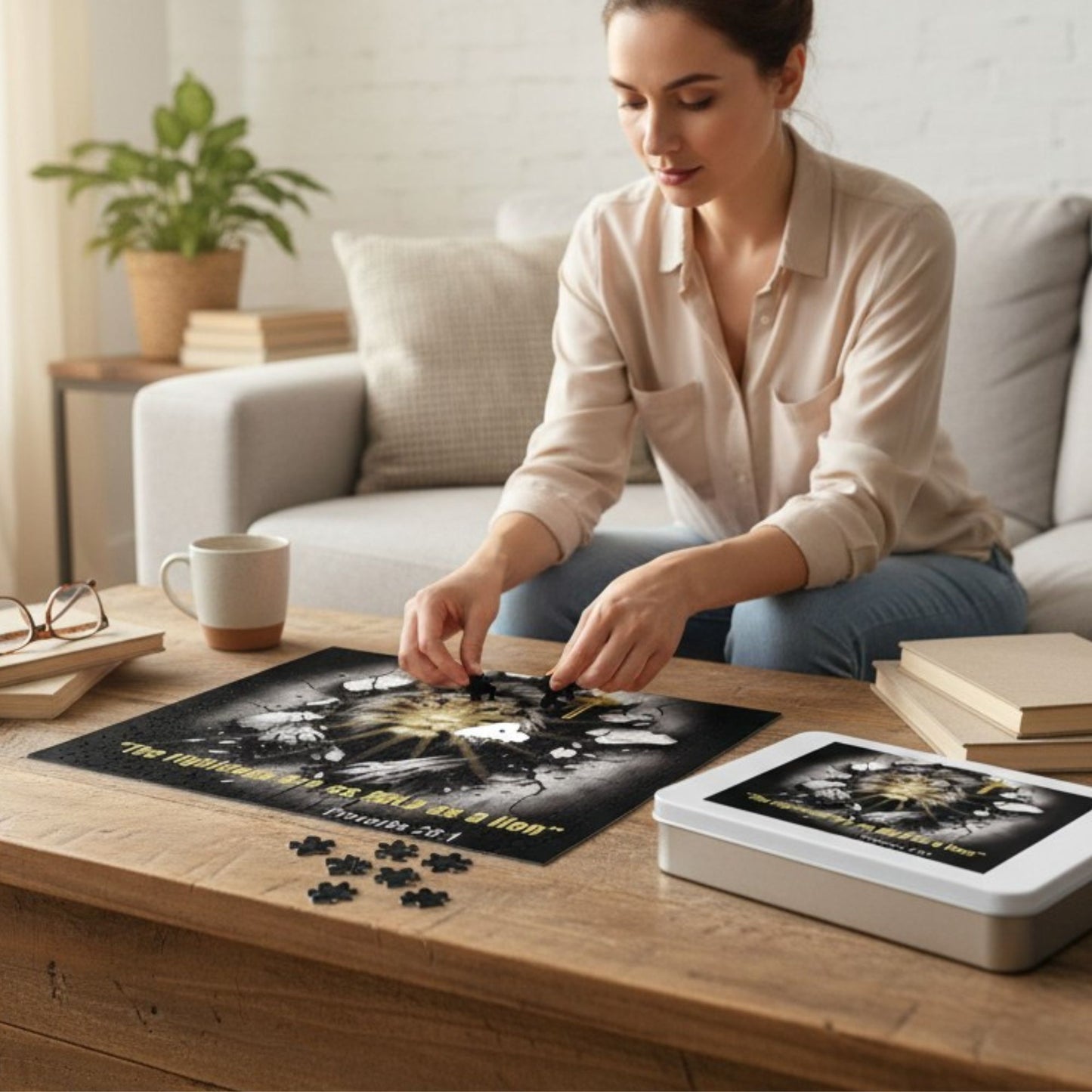 Lion Christian puzzle pieces — bold Christian artwork detail