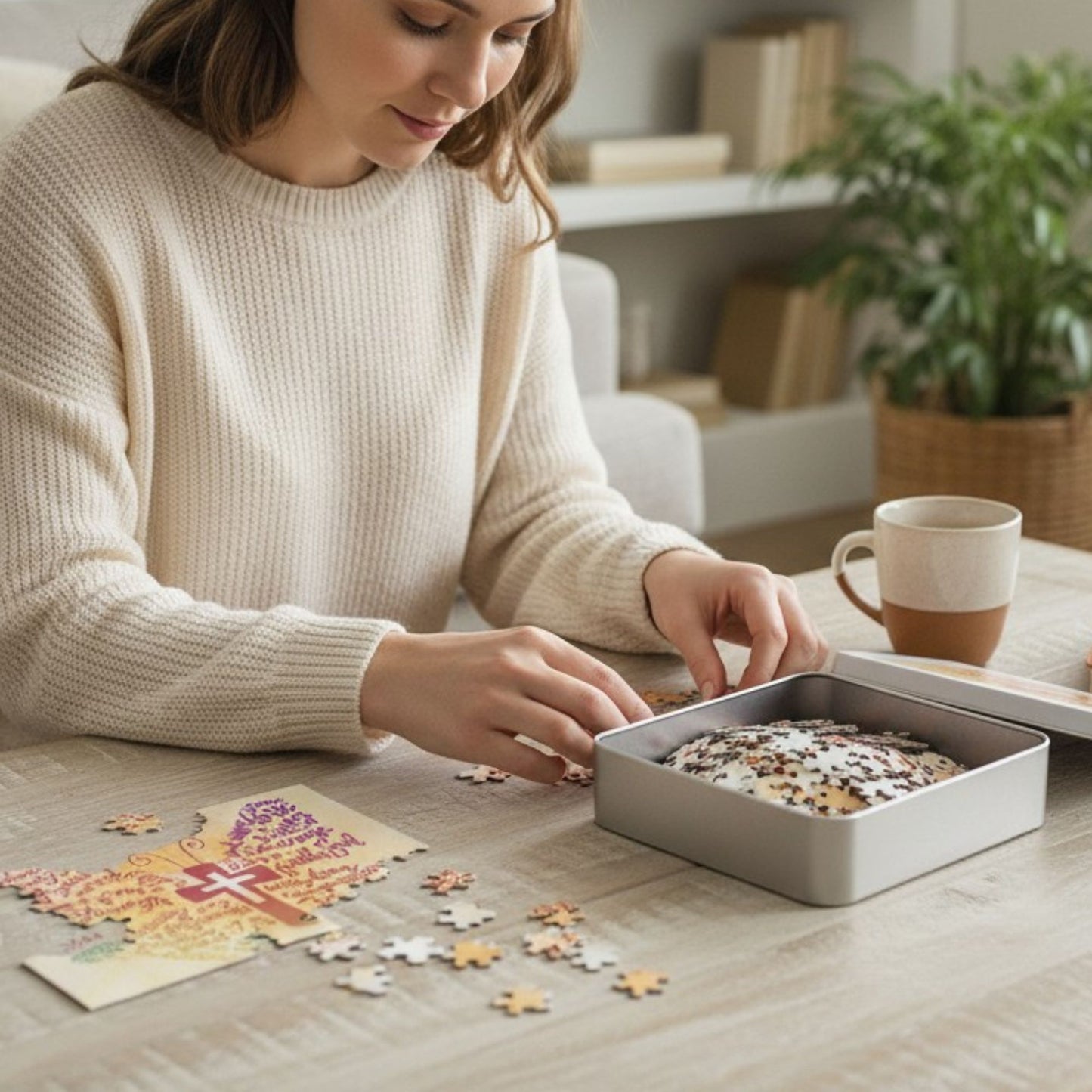 Christian Butterfly Puzzle with Cross & Faith Words Inspirational Scripture-Themed Jigsaw for Women - Heavenly Treasures