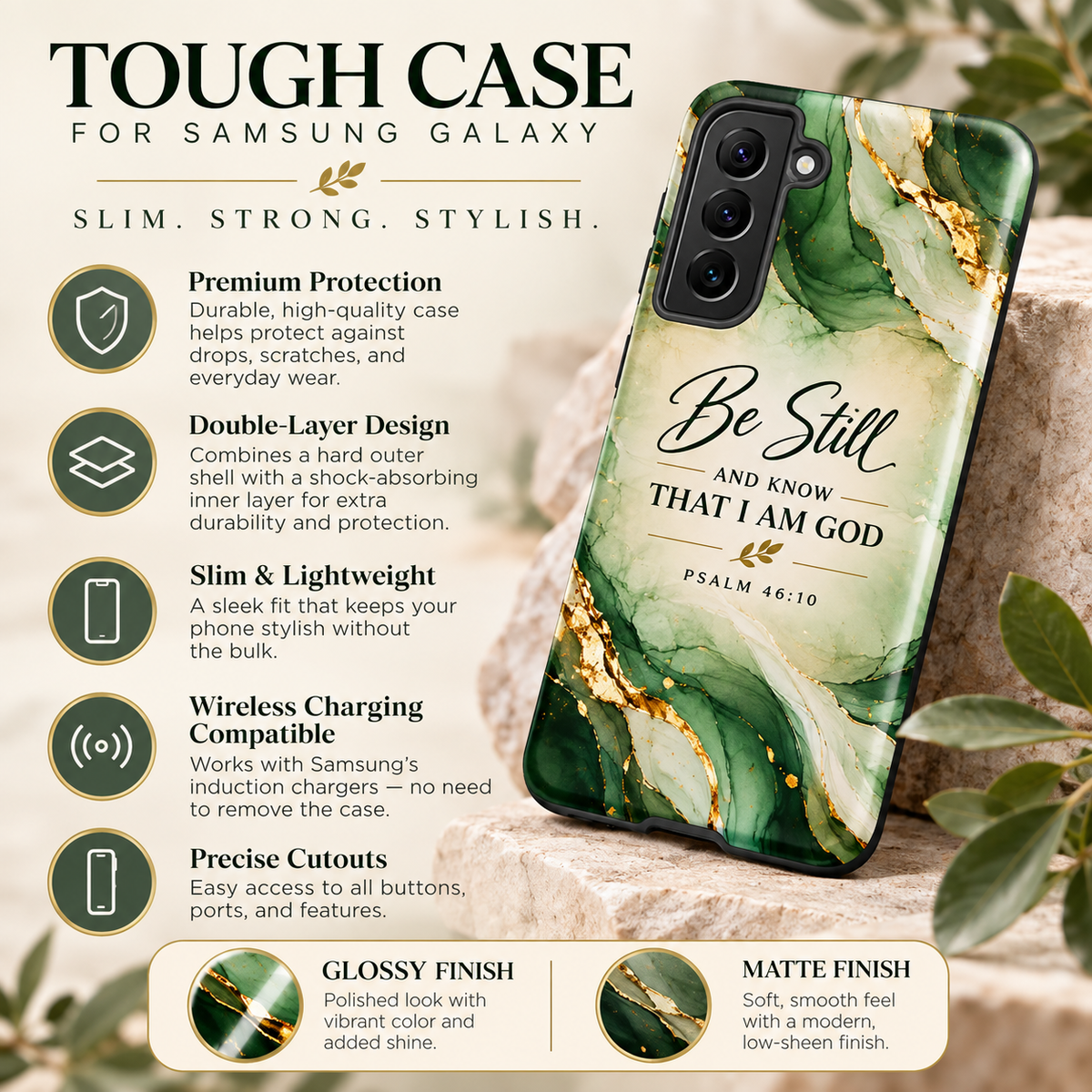 Be Still and Know Psalm 46:10 Samsung Galaxy Case - Heavenly Treasures