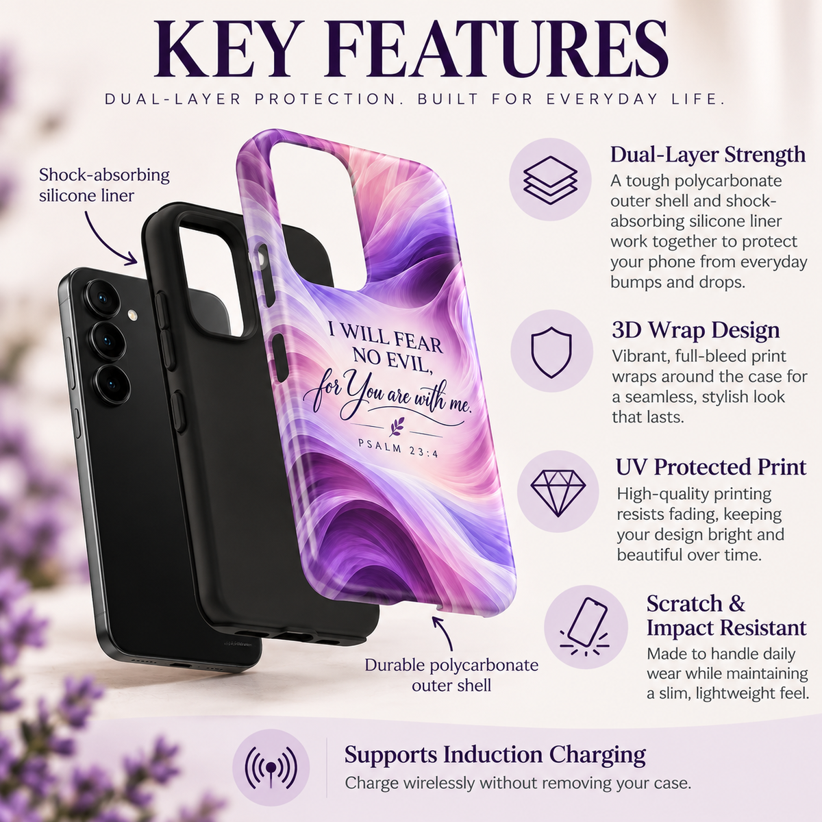 “I Will Fear No Evil” | Psalm 23:4 | Christian Galaxy Case - Heavenly Treasures