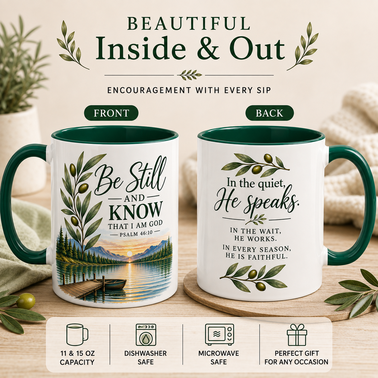 Be Still & Know Christian Mug – Psalm 46:10 Scripture Coffee Cup