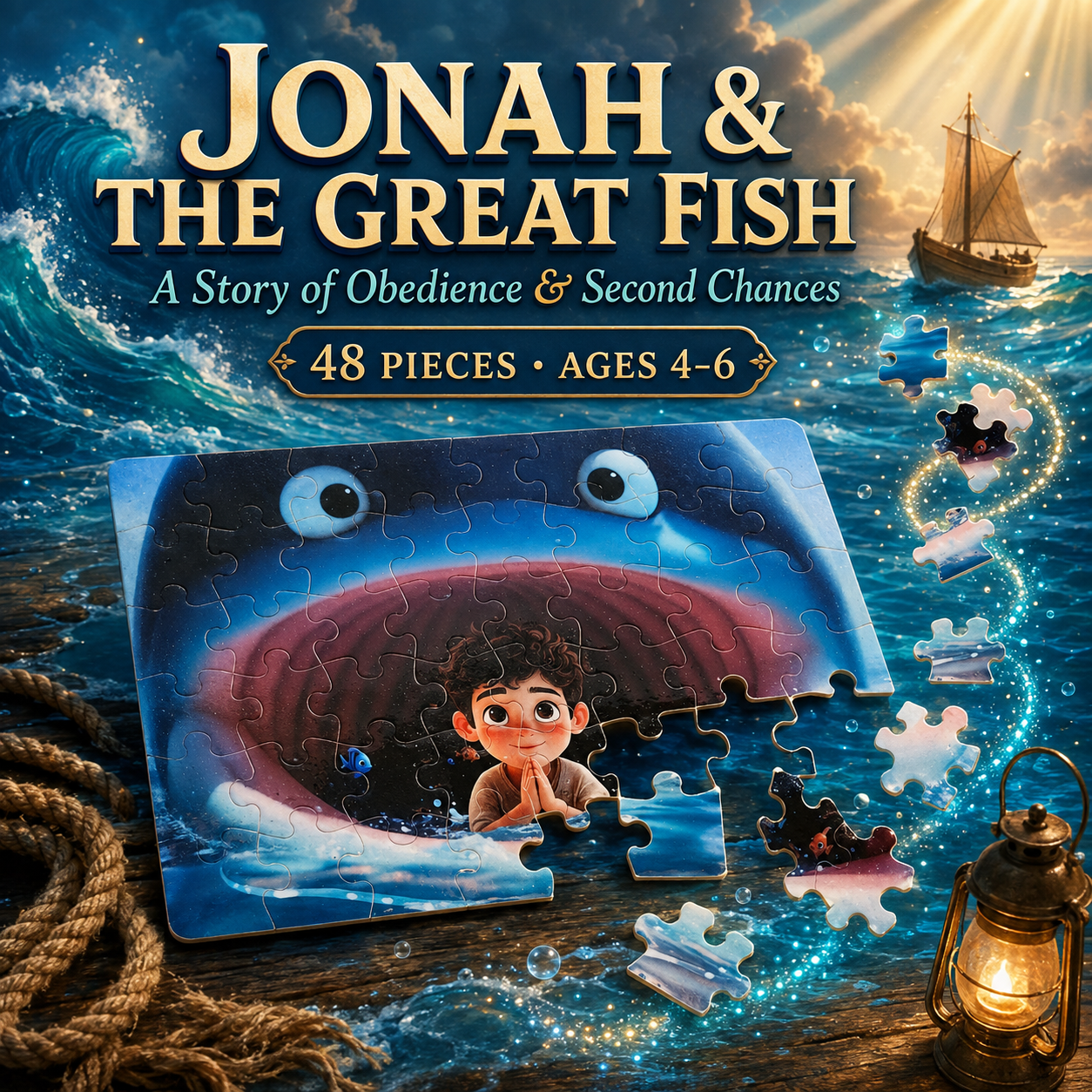 Jonah and the whale 48-piece puzzle for kids