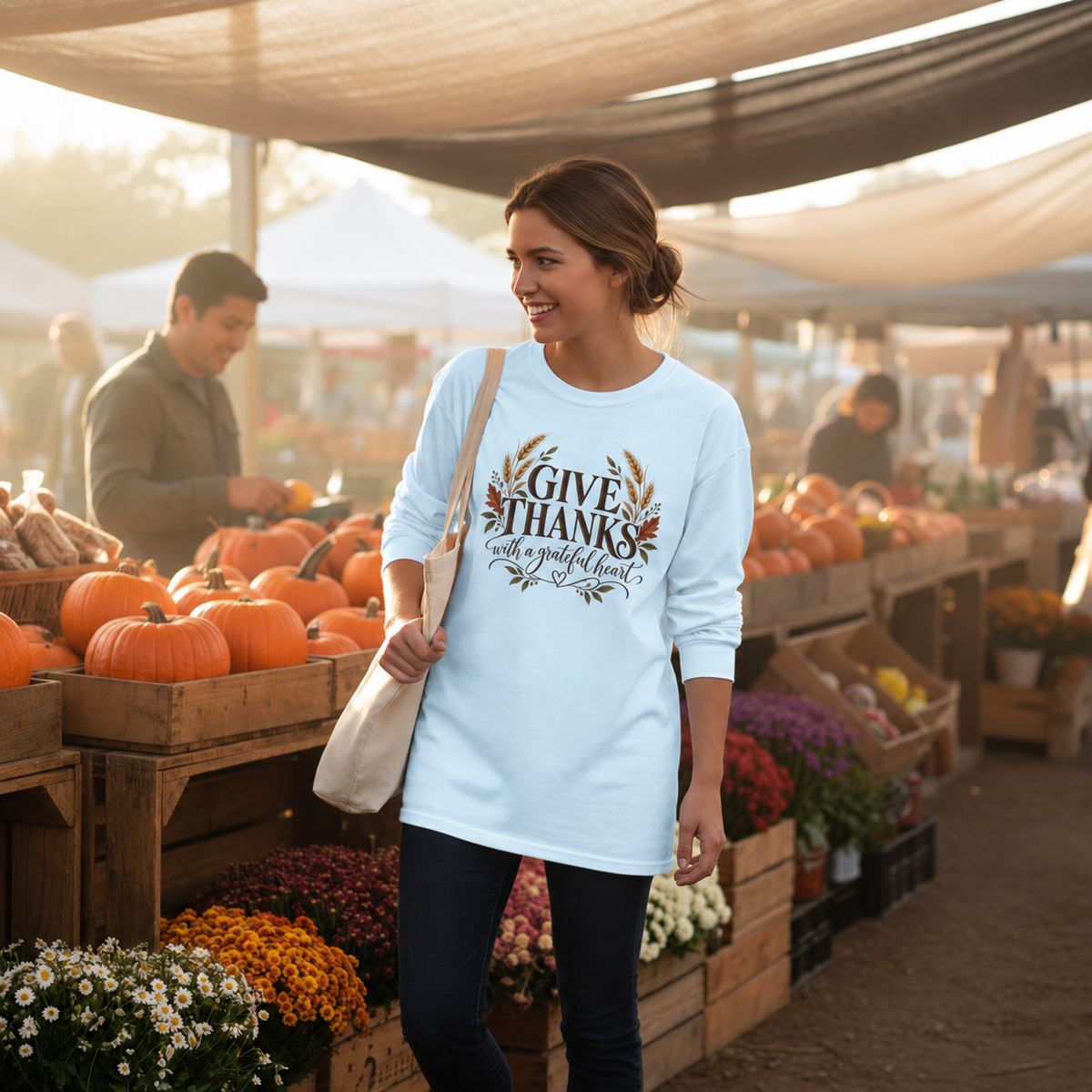 Give Thanks with a Grateful Heart – Christian Thanksgiving Long Sleeve Shirt