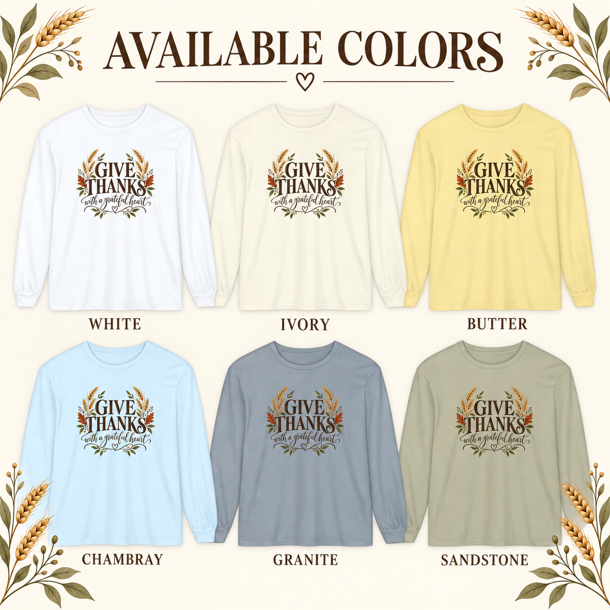 Give Thanks with a Grateful Heart – Christian Thanksgiving Long Sleeve Shirt