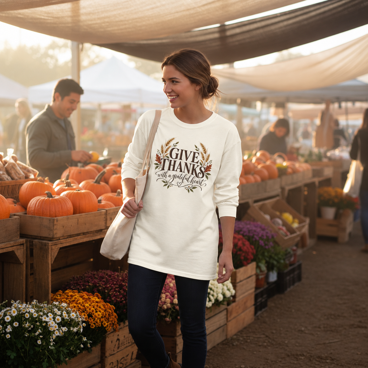 Give Thanks with a Grateful Heart – Christian Thanksgiving Long Sleeve Shirt