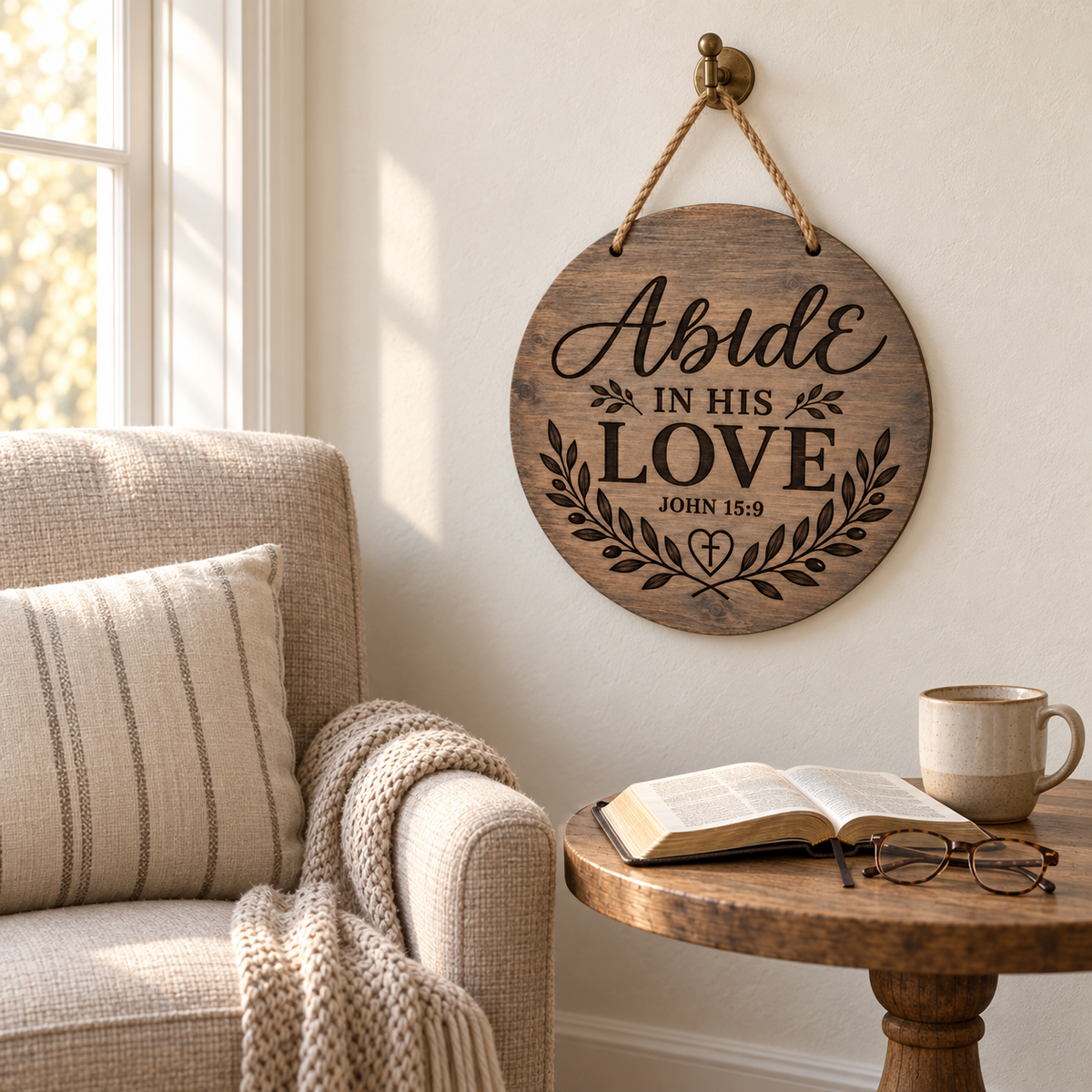 Christian Wall Sign – Scripture Wood Plaque for Faith Home Display