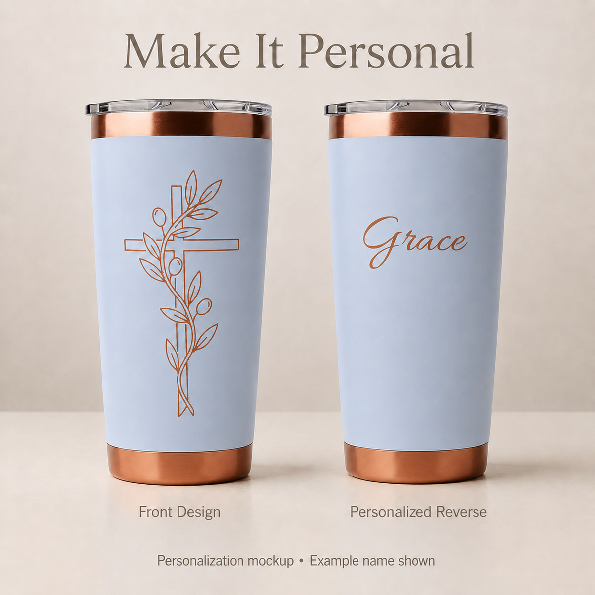 Christian Tumbler – Olive Branch Cross Design for Daily Faith Inspiration - Heavenly Treasures