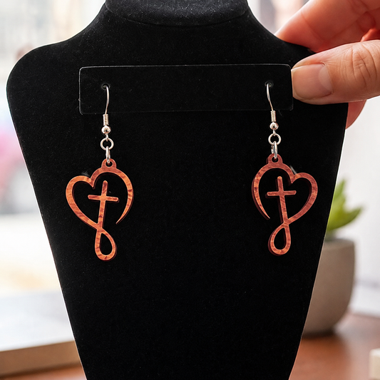 Wooden Cross Earrings – Handmade Lightweight Christian Faith Jewelry