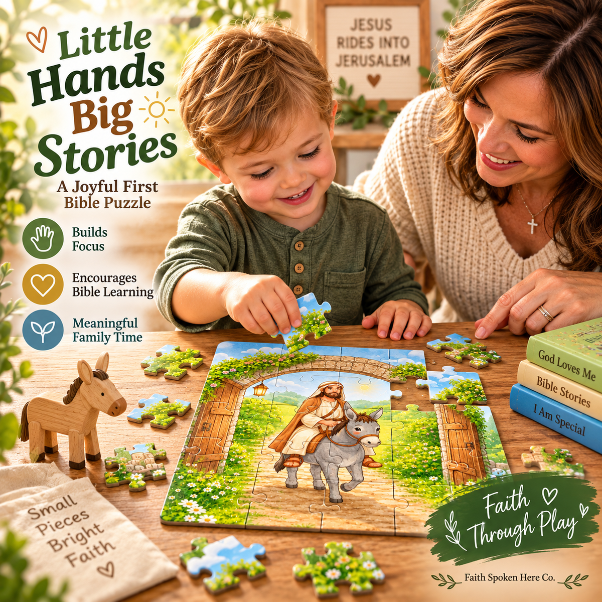 Faith-Inspired Toddler Bible Puzzle Set (3-Pack) – Gentle Christian Toys for Ages 2–4