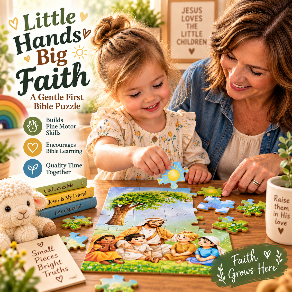 Faith-Inspired Toddler Bible Puzzle Set (3-Pack) – Gentle Christian Toys for Ages 2–4